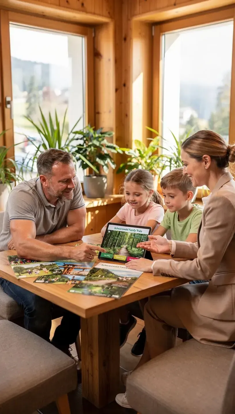 Reiseplaner zeigt einem Kunden persönlich optimierte Tagespläne für eine Bundeslandtour.